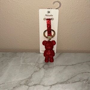 Keychain/Bag Charm Natasha Couture Red Glitter Bear Keychain.